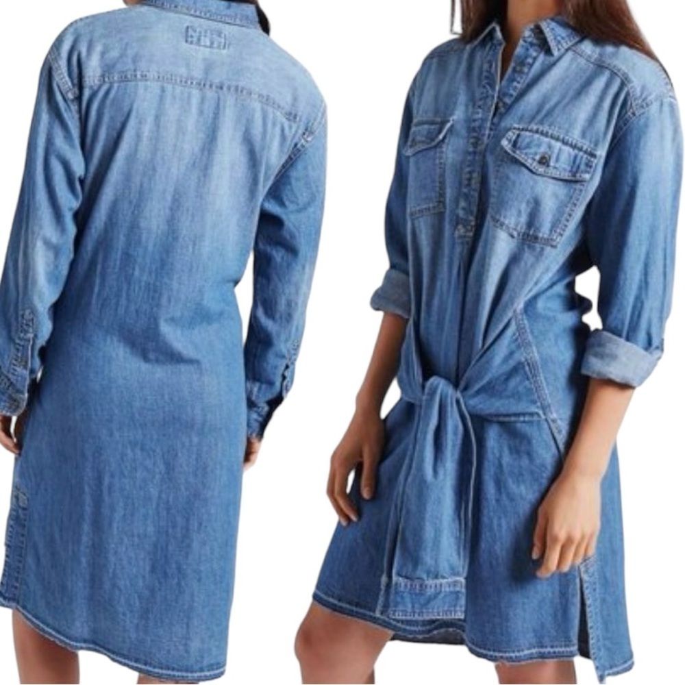 Current Elliott The Twist Denim Button Shirt Dress